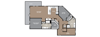 the 390 sq ft floor plan of the aspen residences