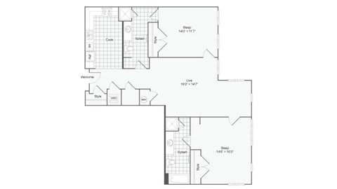 the schematic floor plan of the first floor of a house