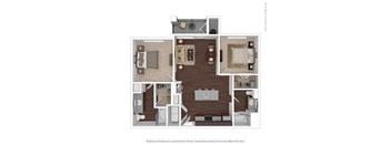 A floor plan of a house with a kitchen, living room, dining room, and bathroom.
