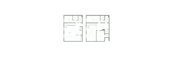 Two floor plans of a house with a kitchen, living room, and bathrooms.
