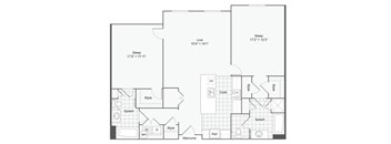 the everest floor plan  1 bedroom with closet