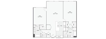 the everest floor plan  1 bedroom floor plan