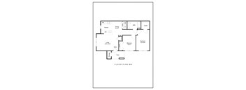 A black and white image of a floor plan for a living space.