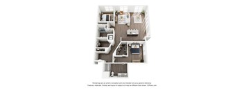 a stylized floor plan of a 1 bedroom apartment