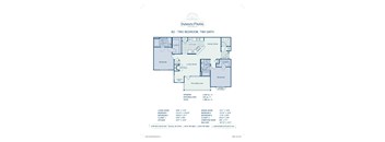 A floor plan for a two bedroom, two bath apartment at Innman Park Apartments.