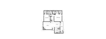 A black and white image of a house floor plan.