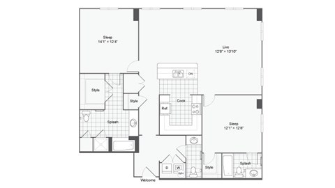 blueprint floor plan  the circlet apartments  670 sq ft