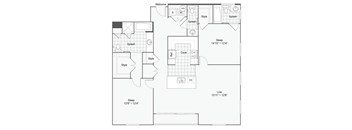 the 2021 floor plan of a 1 bedroom apartment in the residences atrium
