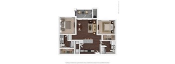 A floor plan of a house with a kitchen, living room, dining room, and bathroom.
