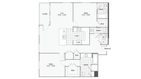 the eclipse floor plan 11  north side  460 sq ft