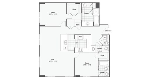 the eclipse floor plan 11  north side  460 sq ft