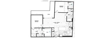 A black and white image of a floor plan for a house.