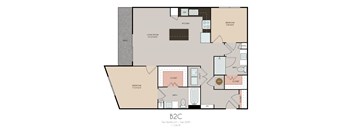 a floor plan of a 1 story apartment with a bedroom and a bathroom