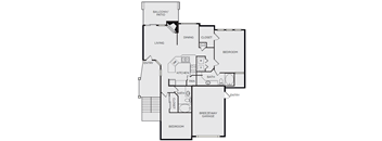 A black and white image of a house floor plan.