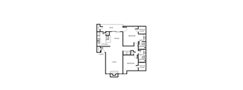 A black and white image of a house floor plan.
