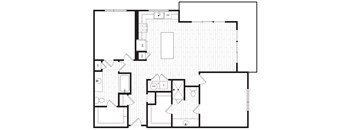 A black and white image of a floor plan with labeled rooms.