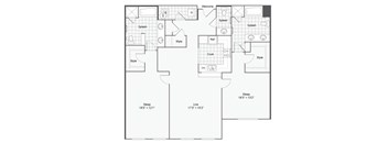 the 2021 floor plan of a 1 bedroom apartment at the