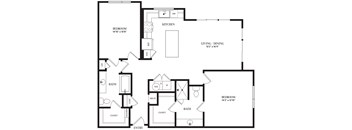 A black and white image of a floor plan for a home.