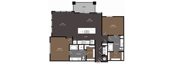 A floor plan of a house with a dining area, kitchen, and living room.