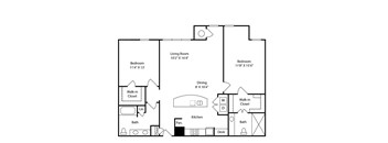 A black and white image of a floor plan for a house.