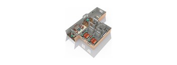 plan of a house with the bedrooms and bathrooms