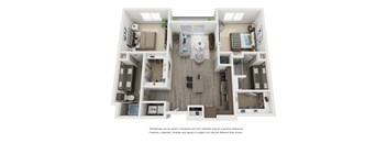 the floorplan of this apartment is shown in 3d