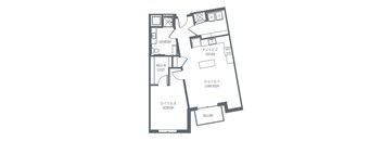 A black and white image of a house floor plan with a balcony.