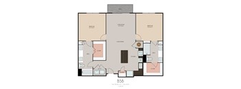 a floor plan of a 1 story apartment with a bedroom and a bathroom