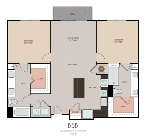 a floor plan of a 1 story apartment with a bedroom and a bathroom