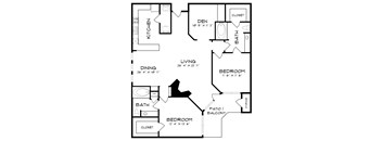 A black and white image of a floor plan for a house.