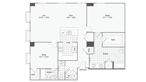 floor plan  rockwell apartments at the