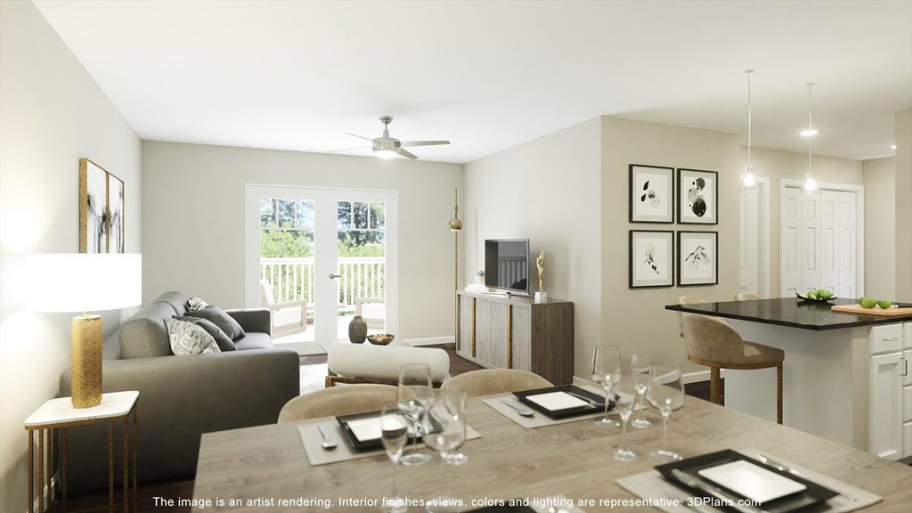 Pet-Friendly Apartments in Gallatin TN - Banner at Westfield - Living Room with Balcony Access