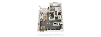 a 1 bedroom floorplan is shown with a wood floor