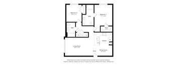 A black and white floor plan of a two bedroom apartment.