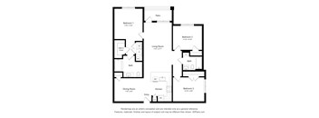 A black and white floor plan of a house with three bedrooms, a living room, a dining room, a kitchen, a bath, a walk-in closet, and a pato.