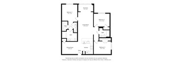 A black and white floor plan of a house with three bedrooms, a living room, a dining room, a kitchen, a bath, and a walk-in closet.