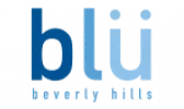 The image shows a logo with the text "blu" in large font.