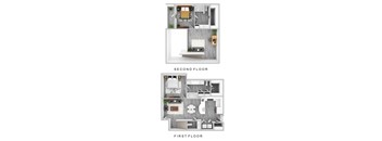 A diagram shows the layout of the first and second floors of a building.