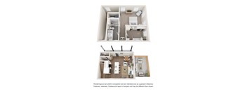 a stylized floor plan of a 1 bedroom apartment