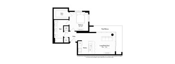 A black and white image of a floor plan for a house.