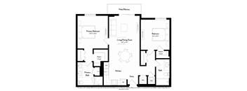 A black and white image of a floor plan for a house.