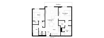 A black and white image of a house floor plan.