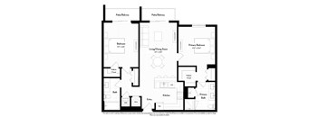 A black and white image of a floor plan for a house.