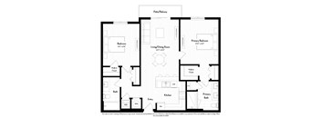 A black and white image of a floor plan for a house.