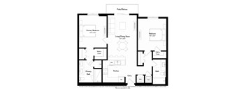 A black and white floor plan of a house with labeled rooms.