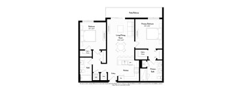 A black and white image of a house floor plan.