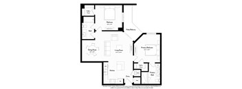 A black and white image of a floor plan for a house.