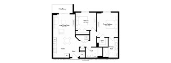 A black and white image of a floor plan for a house.