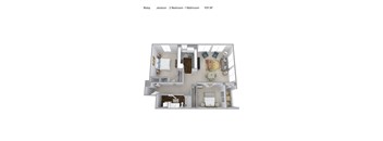 A 2 bedroom apartment with 1 bathroom is available for rent.