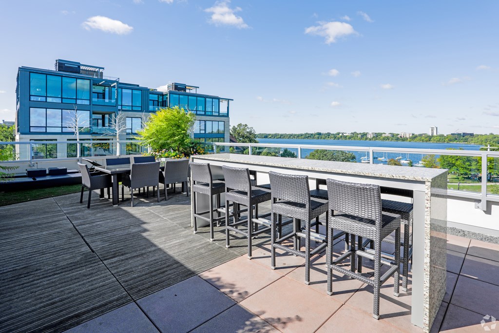 Rooftop Deck seating area overlooking Lake Calhoun